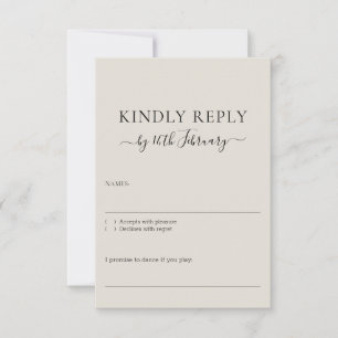 Cartão RSVP Casamento Neutro Creme Assinatura Responda por Fav