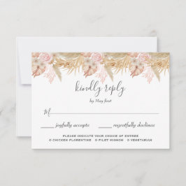 Cartão RSVP Casamento Neutro de Palma e Flor de Pampas