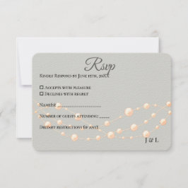Cartão RSVP Casamento Neutro de Pérola Romântica Pearl Moderna