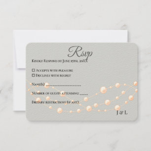 Cartão RSVP Casamento Neutro de Pérola Romântica Pearl Moderna