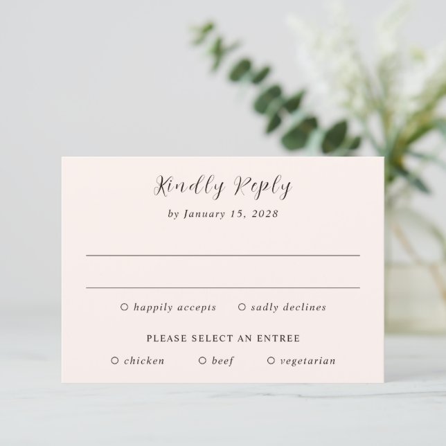 Cartão RSVP Casamento Neutro Terroso Moderno (Em pé/Frente)