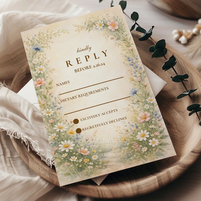 Cartão RSVP Casamento no Campo Azul com Rubor (Criador carregado)