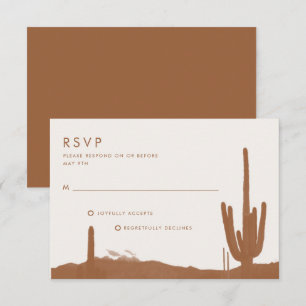 Cartão RSVP Casamento no Deserto de Boho Terracota Cactus