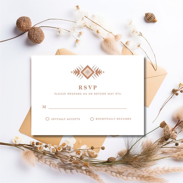 Cartão RSVP Casamento no Deserto de Verão do Sudoeste (Southwestern Summer Desert Wedding RSVP Card)