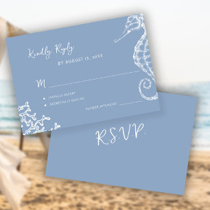 Cartão RSVP Casamento no destino da praia com letra caprichosa