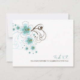 Cartão RSVP Casamento no Destino de Praia com Hibisco Azul Tro
