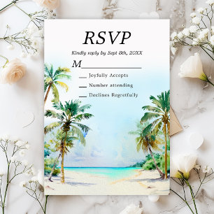 Cartão RSVP Casamento no Destino de Praia Tropical