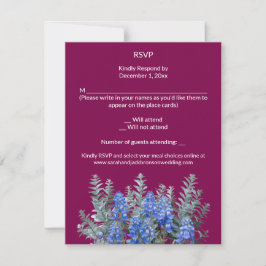 Cartão RSVP Casamento no inverno brilhante com Bluebonnet