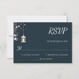 Cartão RSVP Casamento no inverno Brilhante das Estrelas Russas