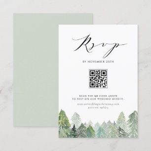 Cartão RSVP Casamento no inverno de Código QR da Floresta Ever