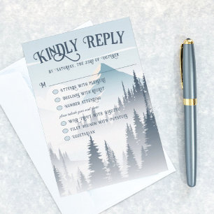 Cartão RSVP Casamento no inverno de Floresta de Nevoeiro da Mo