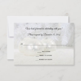 Cartão RSVP Casamento no inverno de Natal Branco