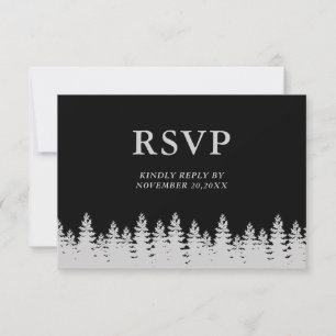 Cartão RSVP Casamento no inverno de Pinheiros Pretos e Pratead