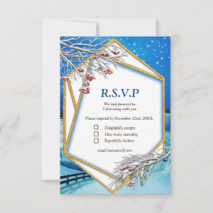 Cartão RSVP Casamento no inverno Fantasy