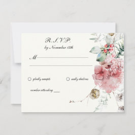 Cartão RSVP Casamento no inverno Floral