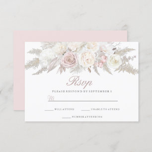 Cartão RSVP Casamento no inverno Floral de Ivory & Blush
