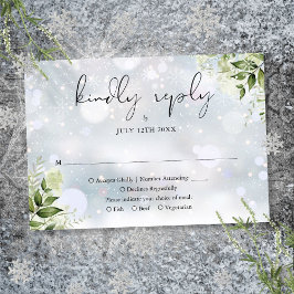 Cartão RSVP Casamento no inverno Floral Rustic Greenery