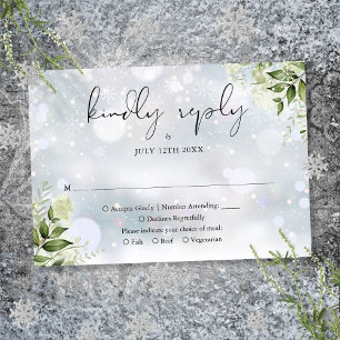 Cartão RSVP Casamento no inverno Floral Rustic Greenery