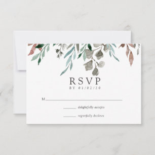 Cartão RSVP Casamento no inverno Russo de Cores Aquáticas