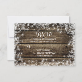 Cartão RSVP Casamento no inverno Russo de Madeira de picada de