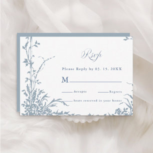 Cartão RSVP Casamento no Jardim Botânico Romântico Azul Empoei
