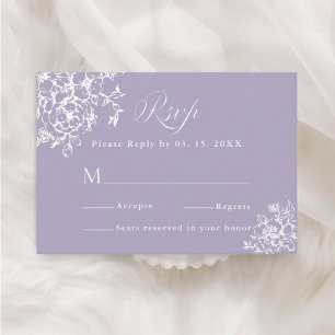 Cartão RSVP Casamento no Jardim com Flor de Lavanda Clássica