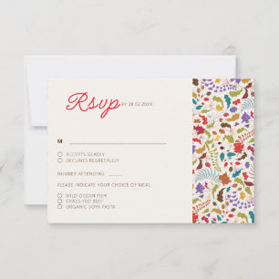 Cartão RSVP Casamento no Jardim de Flores Exóticas Wild Rose W
