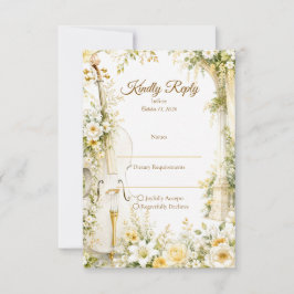 Cartão RSVP Casamento no Jardim Musical Elegante