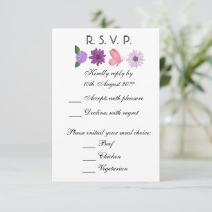 Cartão RSVP Casamento no Jardim Romântico de Flores Silvestres