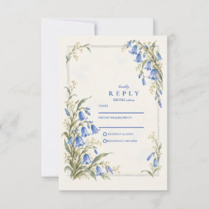 Cartão RSVP Casamento no Jardim Romântico dos Campainhas Azuis