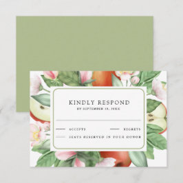 Cartão RSVP Casamento no Pomar de Maçãs Vermelhas Florais Botâ