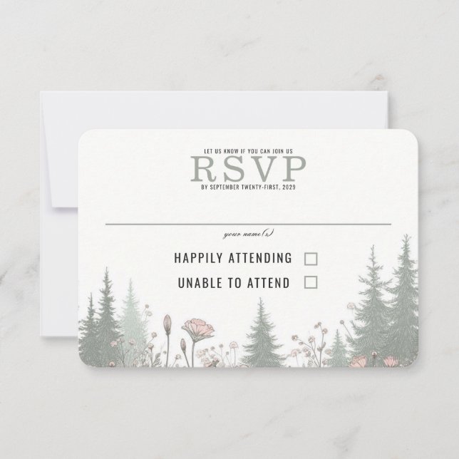 Cartão RSVP Casamento no Prado da Floresta (Frente)