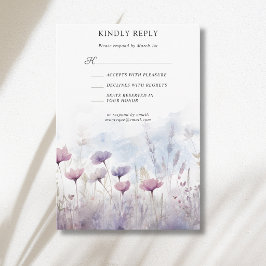 Cartão RSVP Casamento no Prado de Flores Silvestres de Inverno