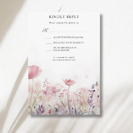 Cartão RSVP Casamento no Prado de Flores Silvestres Rústico e