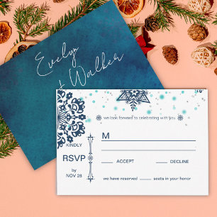 Cartão RSVP Casamento noturno de inverno