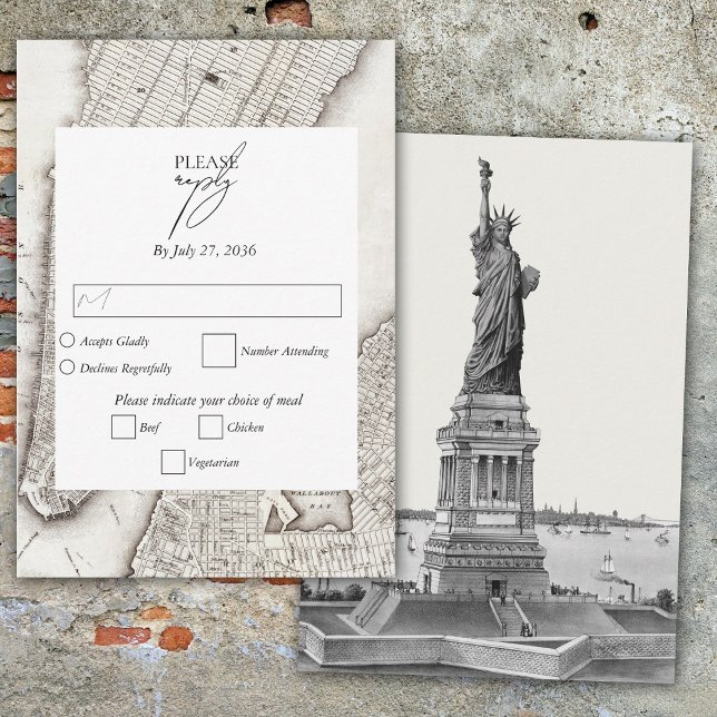 Cartão RSVP Casamento NYC de Destino de Nova Iorque (New York City Destination NYC Wedding RSVP Card)