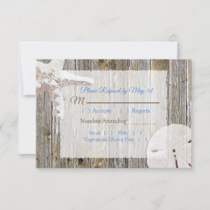 Cartão RSVP Casamento Oceânico de Dólar de areia e Peixe-Est