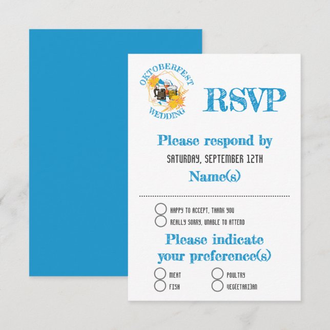 Cartão RSVP Casamento OKTOBERFEST (Frente/Verso)
