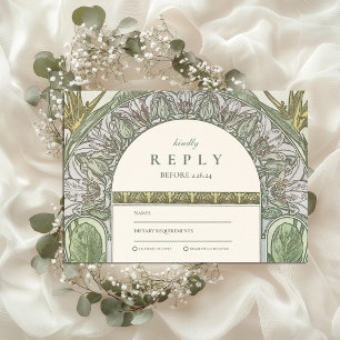 Cartão RSVP Casamento Olive Art Nouveau