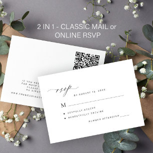 Cartão RSVP Casamento on-line com código QR ou clássico oficia