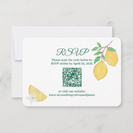 Cartão RSVP Casamento Online com Código QR Arredondado de Limã