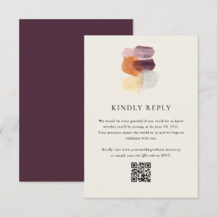 Cartão RSVP Casamento Online do Código QR de Folha Elegante