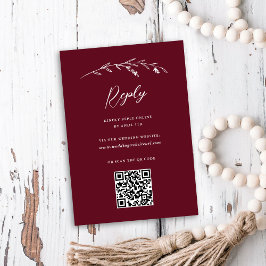 Cartão RSVP Casamento Online Rustic Burgundy Wildflower Código