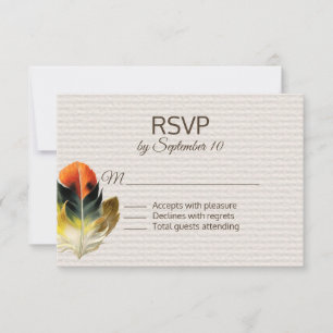 Cartão RSVP Casamento outono Boho Feather