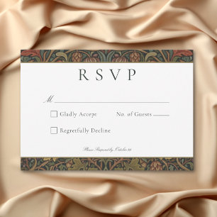Cartão RSVP Casamento outono Botânico Elegante Vintage Cottage