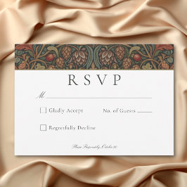 Cartão RSVP Casamento outono Botânico Elegante Vintage Cottage