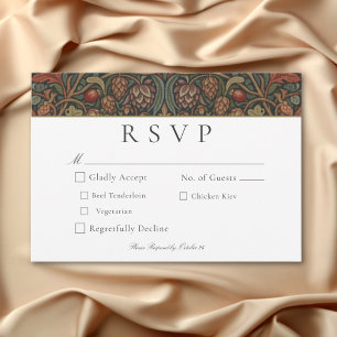 Cartão RSVP Casamento outono Botânico Elegante Vintage Cottage