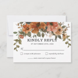 Cartão RSVP Casamento outono de Arco Floral de Cobre Laranja Q