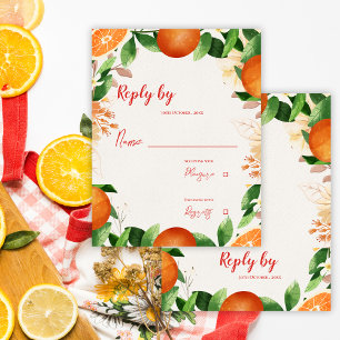 Cartão RSVP Casamento outono de Outono Laranja de Citrus