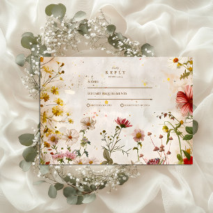 Cartão RSVP Casamento outono de Prados de Flores Selvagem